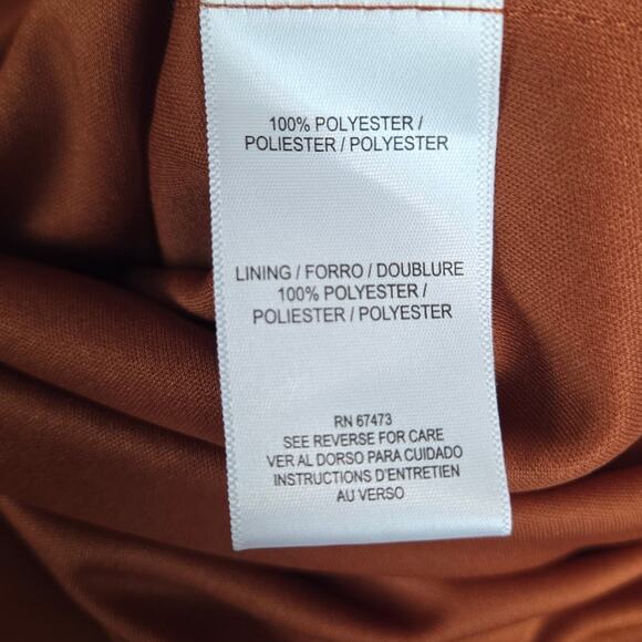 Maison Tara Sienna Brown Sheath Dress 16 Asymmetric Ruch Neutral Party Glam NWT - Picture 10 of 16